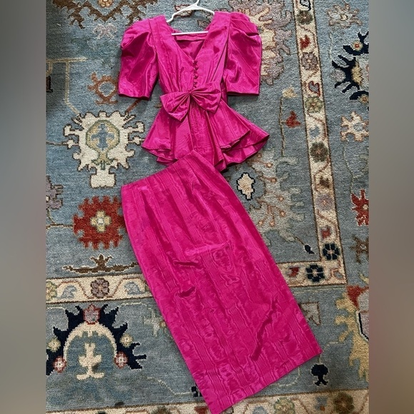 Vintage Watters and Watters two piece women's set hot pink size 6 - Picture 1 of 10